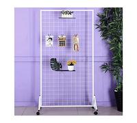 GLETSF Mobile Storage Rack Freestanding Display Rack Tool Pegboard Garage,Gridwall Mesh Display Panel with Wheels Retail Display Stand for Home Shop Nursery Storage Wire Grid To-White-60x160CM