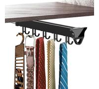 GLETSF Organisateur Coulissant pour Casseroles Et Poêles, Porte-Cravates, Porte-Ceintures Et Écharpes - Barre De Suspension en Alliage D'Aluminium avec Crochets Réglables, pour -26cm/10.2in