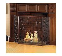 GLETSF Pare-feu à 3 Panneaux pour cheminée de 85 cm de Haut, Pare-étincelles carré, Design Pliable à 3 Panneaux pour la sécurité des Enfants et des Animaux de Compagnie, Facile à Ranger, Bronze.