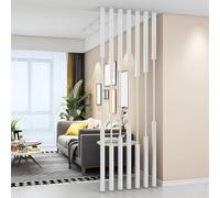 GLETSF Post Modern Room Divider - 7 Pack Metal Partition Screen with Mounting Kits, Adjustable 3-6 Feet, No Drill Installation, Stylish Small Space Decor-White-H175cm/68.8in/5.74ft