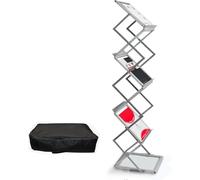 GLETSF Présentoir À Brochures Pliable À 6 Compartiments avec Sac De Transport, Porte-Revues Double Face en Aluminium, Idéal pour Salons, Expositions Et Magasins.