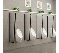 GLETSF Screen Column Separation,Wall-Mounted Urinal Partition with Stainless Steel Frame Bathroom Partition Tempered Glass Panel Men Urinal Privacy Screen Toilet Partition Urina-Black-2PCS