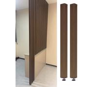 GLETSF Screen Column Separation,Walnut Finish Aluminum Slats Room Divider Privacy Partition for Living Room Bedroom Office Floor to Ceiling Post 5 Pack-2 Pack-175cm/68.8in/5.74ft