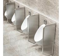 GLETSF Stainless Steel Men's Urinal Privacy Screen - Wall-Mounted Toilet Partition with Tempered Glass for Public Restrooms, Shopping Malls, Hotels & Bars-4pcs-Silver