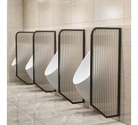 GLETSF Stainless Steel Men's Urinal Privacy Screen - Wall-Mounted Toilet Partition with Tempered Glass for Public Restrooms, Shopping Malls, Hotels & Bars-2pcs-Black