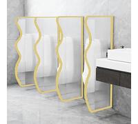 GLETSF Wall-Mounted Urinal Partition, Clear Glass Privacy Screen with Stainless Steel Frame, Ideal for Men's Restrooms & Hotel Bathrooms, Durable & Stylish Design-Gold-3pcs