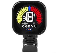 Glewi Accordeur de guitare rechargeable avec écran LCD pour basse, ukulélé, violon, détection précise de la hauteur, accordeur compact à clipser Noir