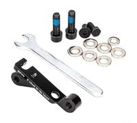 Glewi Adaptateur d'étrier de frein à disque de vélo, en alliage d'aluminium usiné CNC, montage plat pour 160 mm arrière ou 180 mm avant, finition noire avec boulons, rondelles et clé