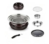 Glewi Barbecue intérieur et extérieur 6 pièces double mode de cuisson | Technologie d'anneau d'eau, utilisation en intérieur sans fumée, protège les tables, saveur de charbon classique