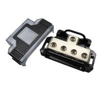 Glewi Bloc de distribution d'alimentation audio de voiture en alliage de zinc Boîte de jonction Porte-fusible à 5 fentes pour hub de mise à la terre 0-4 AWG Noir Compact
