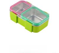 Glewi Boîte à déjeuner en acier scellé au silicone 480 ml - Vert | Deux sections séparées, empêche le mélange de saveurs, garde les aliments frais, les matériaux, les repas sûrs