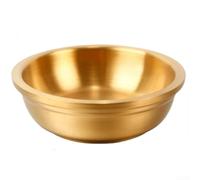 Glewi Bol isotherme en métal 20 cm Cool Touch Extérieur (doré 20,3 cm) | Grande capacité de 30 cm, design profond pour les pâtes, résistant à la chaleur, aux rayures, service familial