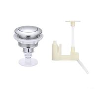 Glewi Bouton de chasse d'eau de 55 mm en ABS - Finition argentée ou noire - Pour réparation de réservoir de salle de bain (argent + support)