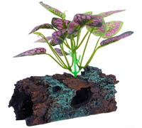 Glewi Bûche de bois flotté artificiel pour vivarium de reptiles pour grotte cachette en résine poreuse 20 cm (milieu)