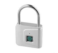 Glewi Cadenas intelligent à empreintes digitales, sans entrée de clé avec capteur semi-conducteur, serrure en alliage de zinc pour la sécurité de la maison et du jardin, rechargeable par USB (argenté)