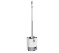 Glewi Ensemble brosse WC et support mural en acier inoxydable avec tiroir de drainage, nettoyage en profondeur à 360° pour salle de bain, gris et blanc