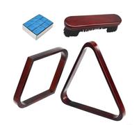 Glewi Ensemble de support triangulaire de billard en bois massif avec support de boule de 6,3 cm avec brosse à craie, cadre en frêne de qualité supérieure pour salle de jeux à domicile
