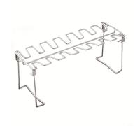 Glewi Grille de cuisson en acier inoxydable pour cuisses de poulet avec bac d'égouttement, support de baguettes 14 emplacements pour barbecue, pliable, facile à nettoyer (1)