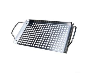 Glewi Grille de cuisson en métal antirouille avec poignées Blanc 35 cm | Design en maille fine, empêche les aliments de tomber, flux de chaleur uniforme, taille 35 x 18 cm, finition en métal argenté