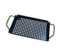 Glewi Grille de cuisson en métal antirouille avec poignées Noir 35 cm | Design en maille fine, empêche les aliments de tomber, flux de chaleur uniforme, taille 35 x 18 cm, finition en métal argenté