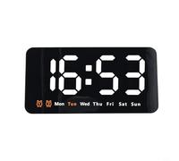 Glewi Horloge murale numérique avec grand écran LED, date, semaine, 3 niveaux de luminosité, format alarme 12/24 h pour chambre à coucher, salon (orange)