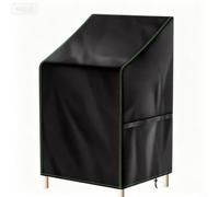 Glewi Housse de chaise de terrasse empilable imperméable Oxford 210D pour 4 à 6 chaises à dossier haut - Protection avec cordon de serrage - Noir 70 x 90 x 80-120 cm