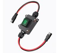 Glewi Interrupteur en ligne DC 12 V 25 A, câble d'extension SAE vers SAE avec interrupteur, interrupteur à bascule étanche IP67, contrôleur d'alimentation 12 AWG robuste (vert)