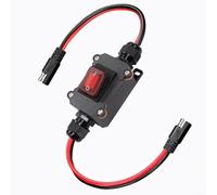 Glewi Interrupteur en ligne DC 12 V 25 A, câble d'extension SAE vers SAE avec interrupteur, interrupteur à bascule étanche IP67, contrôleur d'alimentation 12 AWG robuste (rouge)