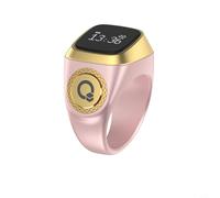 Glewi IQibla for Smart for Zikr for Ring Compteur numérique avec rappel de vibration pour écran OLED 5 alertes de temps de prière pour musulmans Tasbih 40 mAh Noir (18 mm Rose)