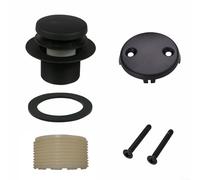 Glewi Kit de conversion pour embout de vidange de baignoire noir mat avec plaque frontale à 2 trous et adaptateur de filetage, convient pour baignoire de 3,5 cm ou 3,8 cm