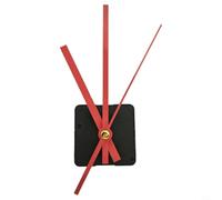 Glewi Kit de mécanisme d'horloge à quartz silencieux, tige de 11 mm, mouvement de rechange avec 6 aiguilles de couleur pour réparation d'horloge murale à domicile ou bureau (fermoir rouge)