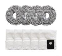 Glewi Kit de remplacement pour balai à franges et sac à poussière, pour Eureka J15/pour aspirateur robot Evo Ultra - Tampons de nettoyage en microfibre + sacs de collecte de poussière scellés (1 lot)