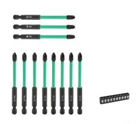 Glewi Lot de 10 embouts de tournevis cruciformes antidérapants et résistants aux chocs avec support, 90 mm et 150 mm, embouts croisés magnétiques pour perceuse (A)