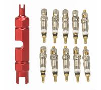 Glewi Lot de 10 pièces de rechange en alliage d'aluminium pour valves Presta, pneus sans chambre à air pour VTT et vélo de route avec outil de démontage (rouge)