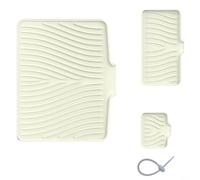 Glewi Lot de 3 tapis de séchage en silicone avec rebord d'évacuation pour cuisine et salle de bain - Gris, noir, blanc, vert, bleu (blanc)