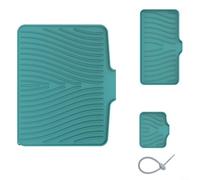 Glewi Lot de 3 tapis de séchage en silicone avec rebord d'évacuation pour cuisine et salle de bain - Gris, noir, blanc, vert, bleu (bleu)