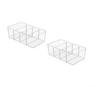 Glewi Lot de 4 boîtes de rangement compartimentées avec couvercle rabattable, PET transparent incassable, séparateurs empilables et personnalisables - pour sachets de thé, médicaments, café pour