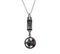 Glewi Pendentif de rétroviseur de voiture en aluminium style roue Décoration intérieure de voiture à suspendre Noir Gris Rouge Or 51 mm Diamètre 430 mm Longueur (F)