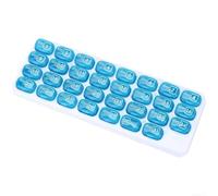 Glewi Pilulier de voyage mensuel 31 jours AM PM Boîte à médicaments 32 compartiments Couvercle sécurisé Portable Support pour vitamines quotidiennes (E)