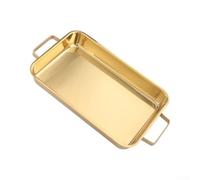 Glewi Plaque de gril rectangulaire en acier inoxydable pour cuisson à induction pour poisson grillé BBQ 304 non déformée épaisse, argent 34,5 cm (doré)
