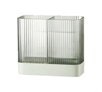 Glewi Porte-couverts avec plateau de drainage, égouttoir à ustensiles ventilé pour comptoir de cuisine ou support mural, organiseur peu encombrant pour cuillères et louches, blanc (vert)