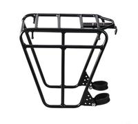 Glewi Porte-vélo avant en alliage d'aluminium pour VTT E-Bike et scooter, étagère cargo robuste avec tiges en acier de 4 mm, noir de grande taille