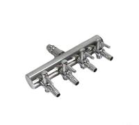 Glewi Régulateur de débit d'air en acier inoxydable pour pompe à oxygène, distributeur d'air d'aquarium, avec entrée de 8 mm, sortie de 4 mm (4 voies)