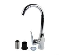 Glewi Robinet mitigeur pivotant pour lavabo de cuisine, chrome poli, base en laiton avec corps en acier plastique épais, taille G1/2, eau chaude et froide (argenté)