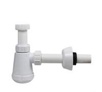 Glewi Siphon flexible G1-1/4 pour lavabo, siphon réglable en polypropylène avec joint anti-odeur et bouchon de nettoyage, tuyau de vidange d'évier de salle de bain blanc Glewi