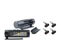 Glewi Système de surveillance de la pression des pneus TPMS avec affichage de la température en temps réel, alarme 4 pneus pour fuites à basse pression et haute température (intégré)