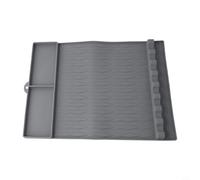 Glewi Tapis en silicone pour barbecue Weber, organisateur résistant à la chaleur avec 6 emplacements et tapis anti-goutte, accessoire de barbecue antidérapant, 42,5 x 29,8 cm, noir (gris)
