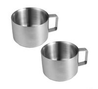 Glewi Tasse à expresso double couche en acier inoxydable avec poignée, tasse à café de 96,4 g pour café, 304 (2 pièces)