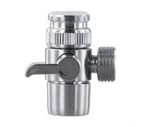 Glewi Vanne de dérivation de robinet en laiton 1 entrée 2 sorties avec arrêt automatique de l'eau, connecteur G1/2 pour machine à laver et tuyau de douche, finition chromée, (distributeur)