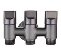 Glewi Vanne de dérivation d'eau à 3 voies en acier inoxydable, répartiteur de robinet à triple sortie pour machine à laver, toilettes et douche, design peu encombrant (A)